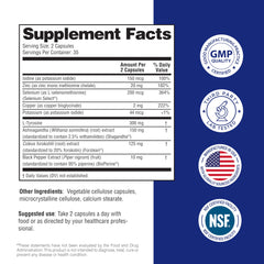 Box and bottle showing 70 capsules, 35 days supply