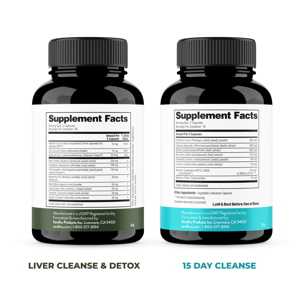 Front view of Sandhu's Liver Cleanse Detox bottle