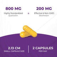 Servings size and dosage chart for Quercetin with Bromelain