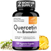 Front view of Sandhu's Quercetin with Bromelain capsules bottle