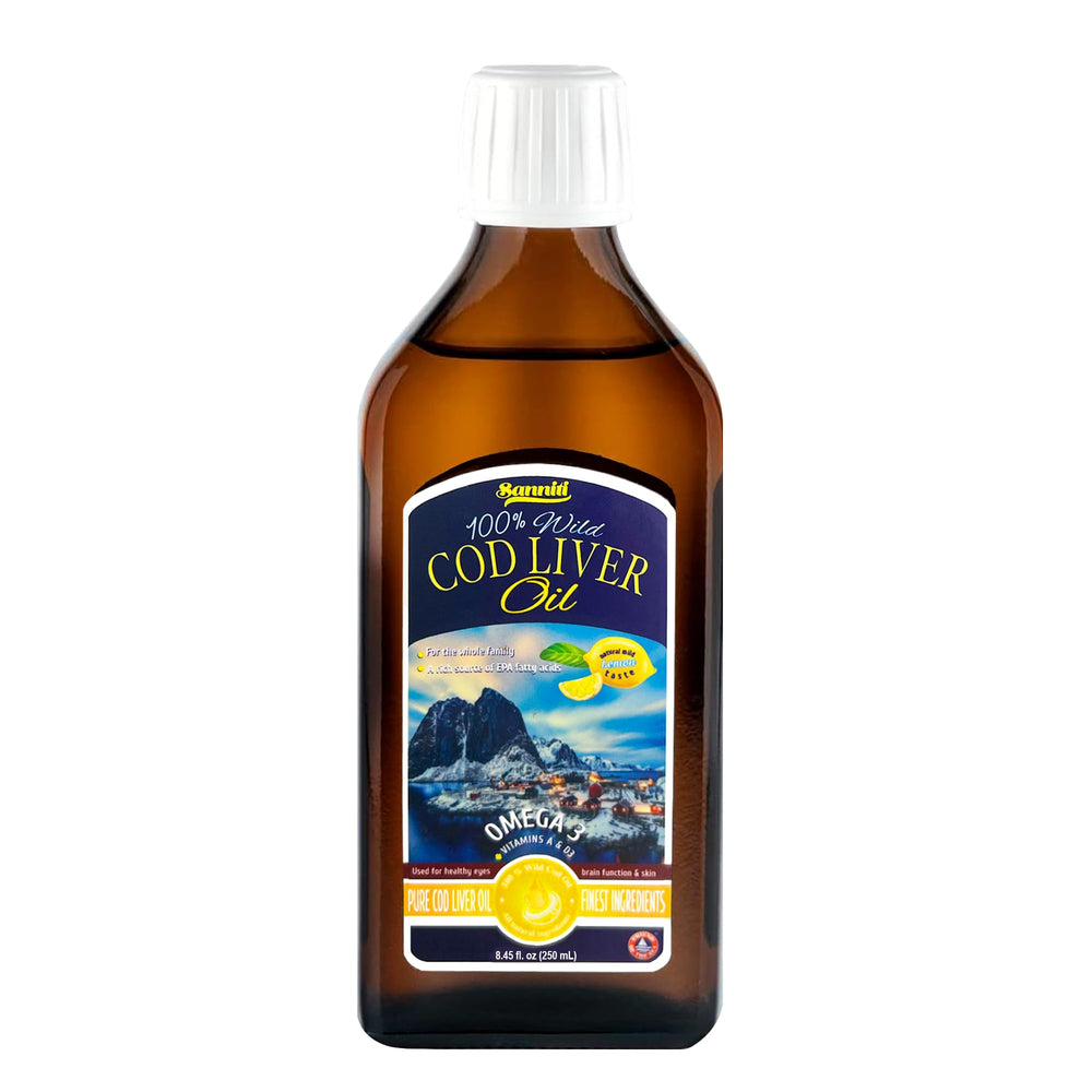 Sanniti cod liver oil bottle with lemon flavor 250 mL