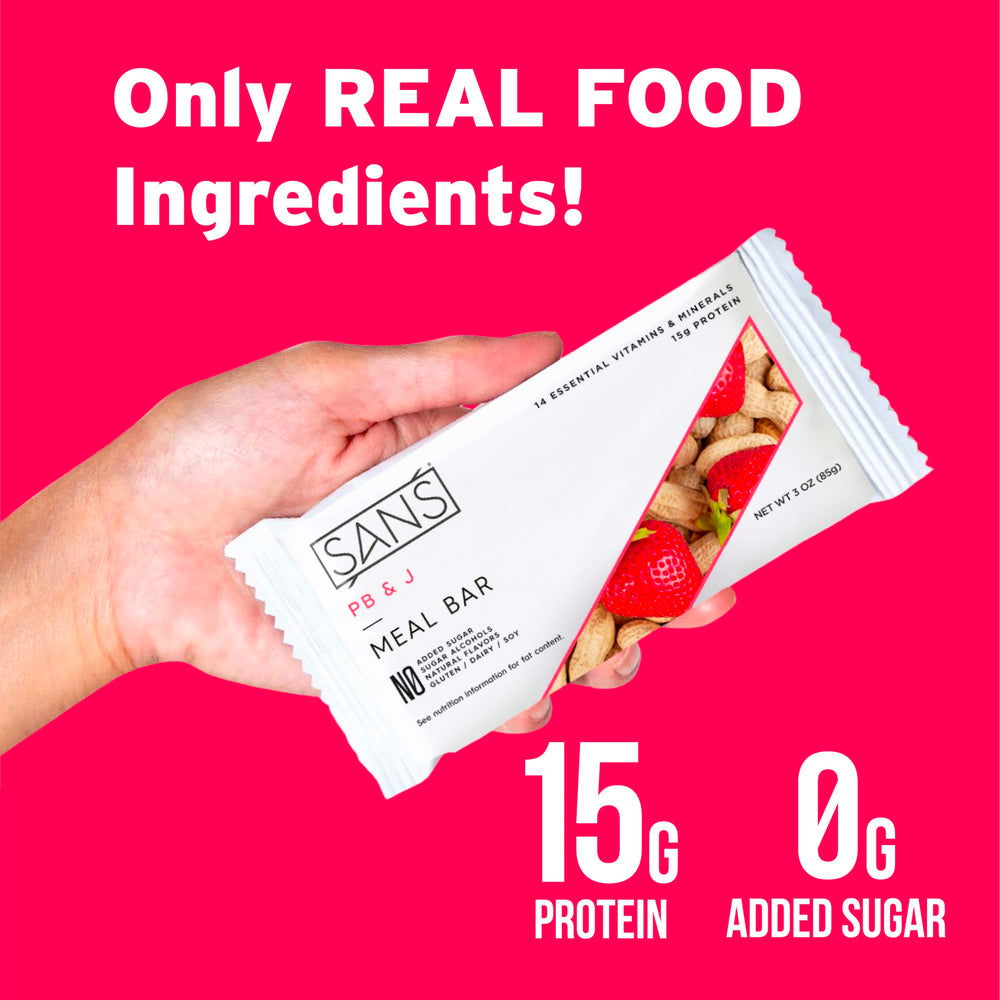 SANS Meal Bar dairy-free icon highlights allergen-friendly option