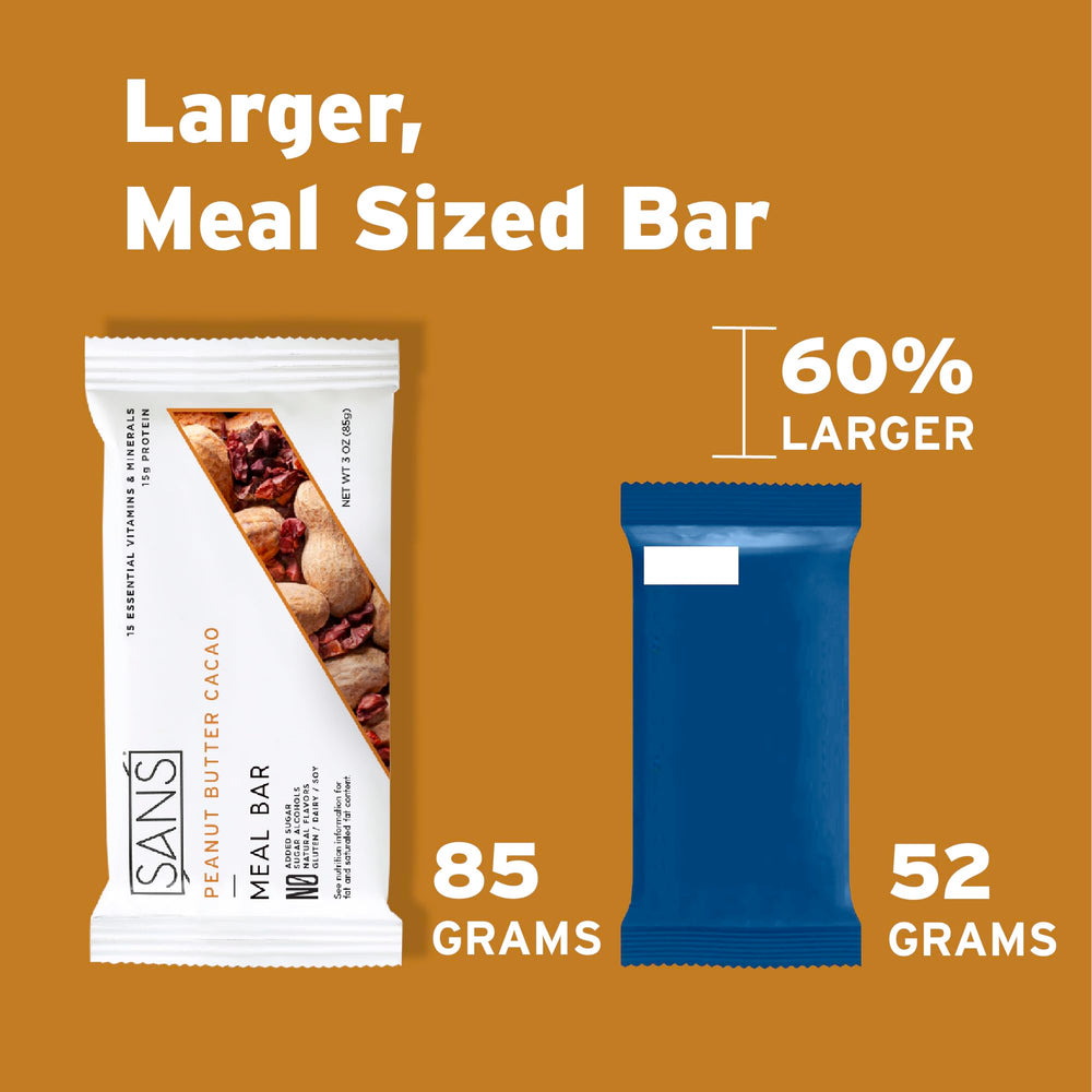 SANS Meal Bar 85g size demonstrates substantial, filling bar