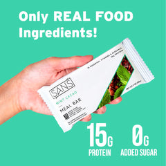 SANS Mint Cacao foil unwrap closeup emphasizes convenient dairy-free bite