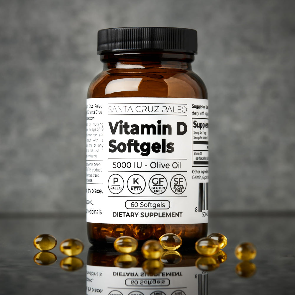 Front view of Santa Cruz Paleo Vitamin D bottle on white background