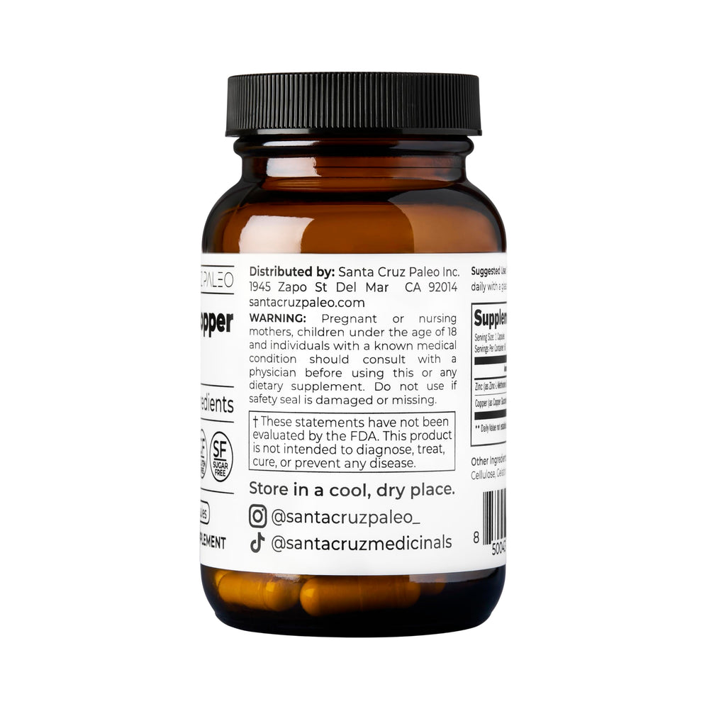 Size comparison of Santa Cruz Paleo Zinc + Copper Caps