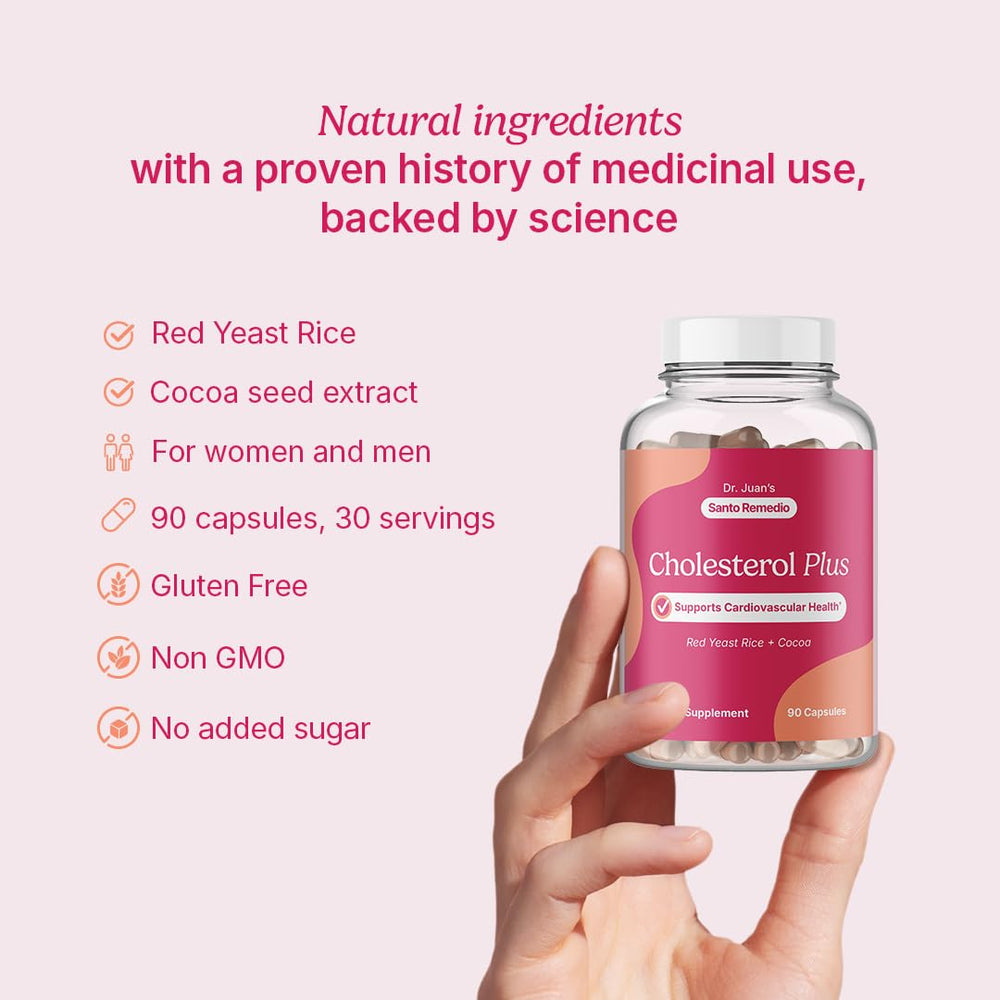 Nutrition facts panel of Santo Remedio Cholesterol Plus supplement