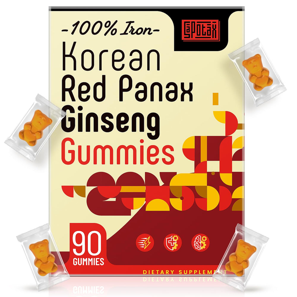 Sapotax Iron Gummies bottle with Korean Red Panax Ginseng and vegan ingredients