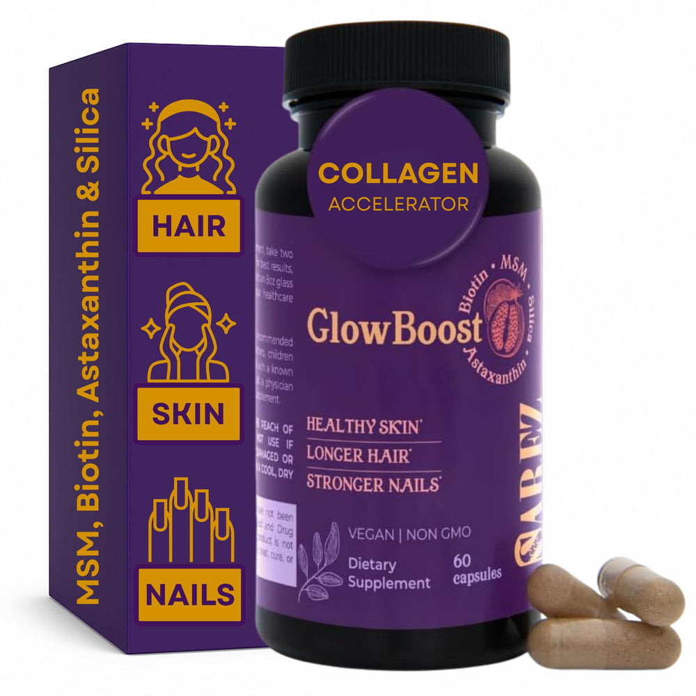 Sarez GlowBoost Collagen Booster bottle label