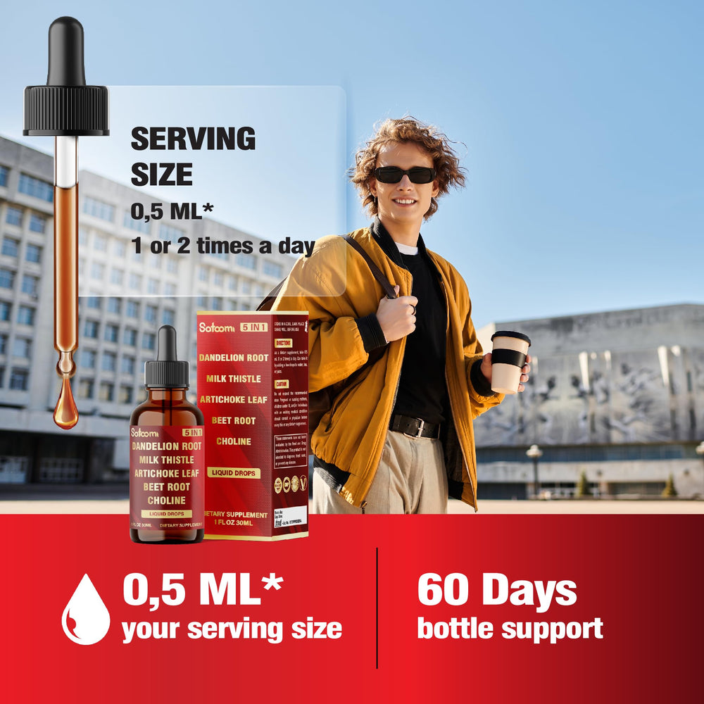 Front view of Satoomi 5in1 Dandelion Root Extract bottle (1 fl oz)