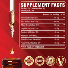 Close-up of Wormwood, Black Walnut, and Cloves β key ingredients