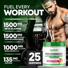 Saver Supplements pre-workout caffeine-energy spark in a glass