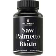 Bottle of Saw Palmetto + Biotin 2-in-1 Hair Growth supplement