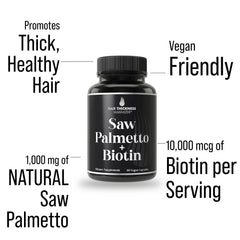 Natural Saw Palmetto extract and Biotin capsules