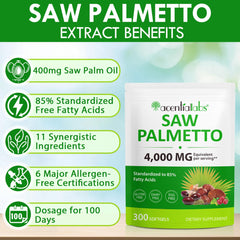 Close-up of Saw Palmetto softgels with label