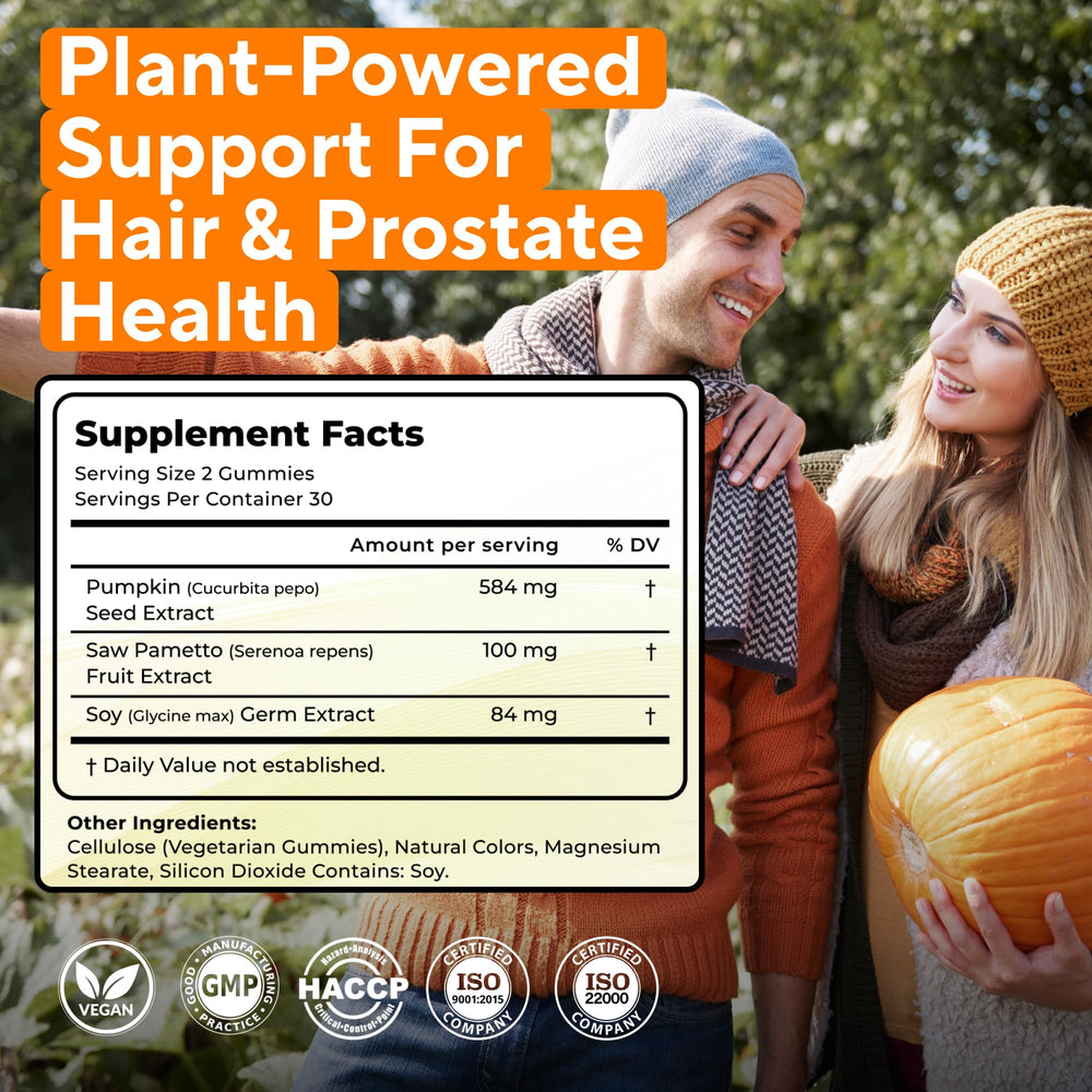 Close-up of vegan gummy with 300mg saw palmetto extract