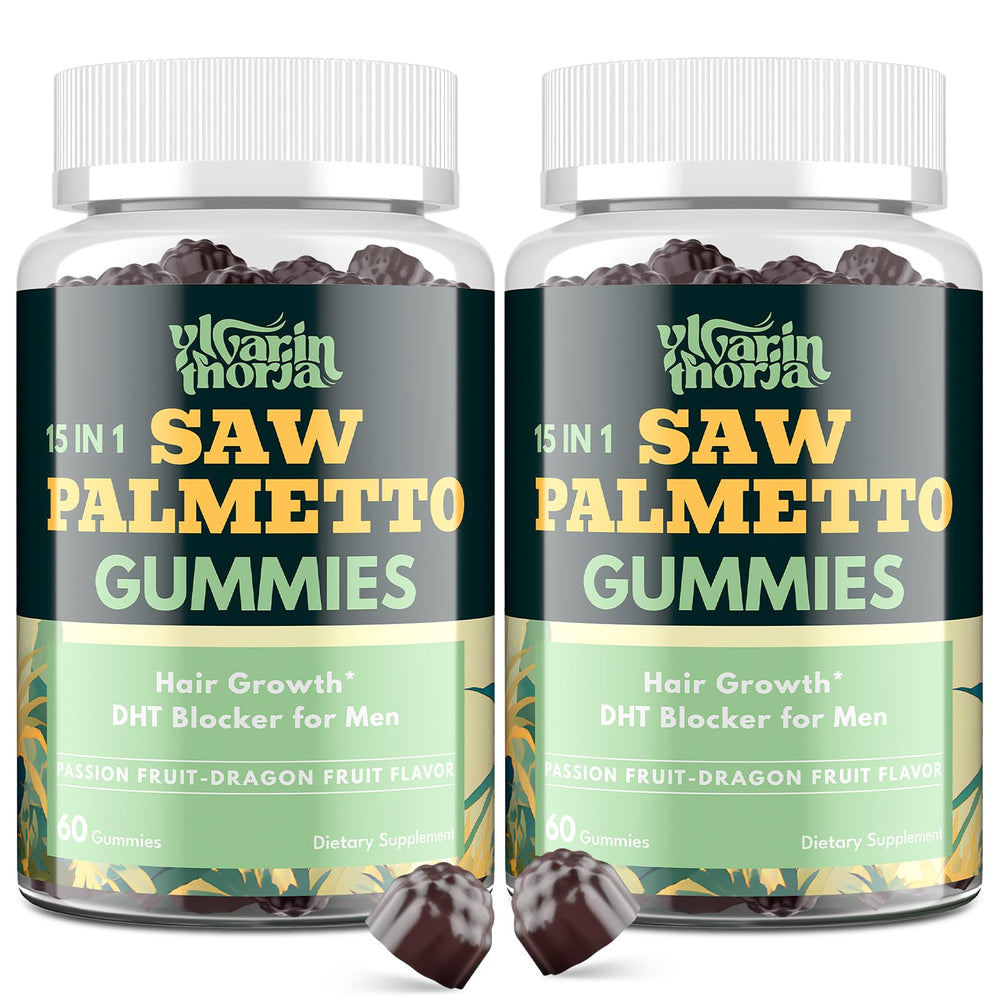 Front view bottle of Saw Palmetto Gummies for Men with 600mg per gummy