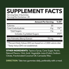 Close-up of Raspberry Flavored Saw Palmetto Gummies