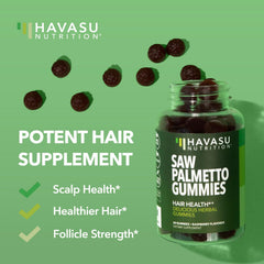 Saw Palmetto Gummies bottle with raspberry flavor on a white background