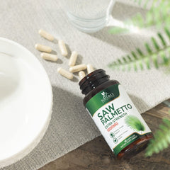 Product lifestyle image with bottle and capsules