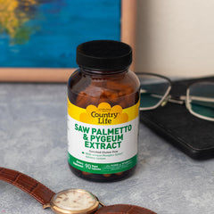 Close-up of saw palmetto oil capsules