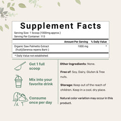 Saw palmetto powder with active fatty acids