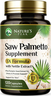 Saw Palmetto Prostate Health supplement bottle 1000mg 3X strength - 120 capsules