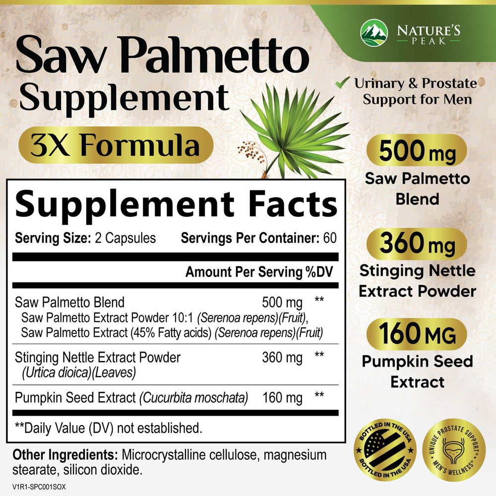 Saw Palmetto with pumpkin seed and DHT blocker for urinary health