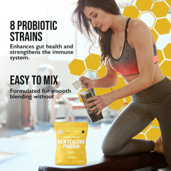 Schinoussa probiotic whey dispense scoop—easy prep for quick workouts.