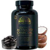 Front view of Schizandu Activated Coconut Charcoal Capsules bottle