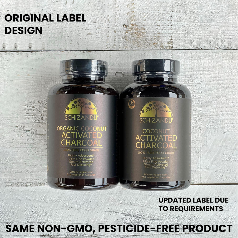 Close-up of Schizandu Coconut Charcoal Capsules capsules