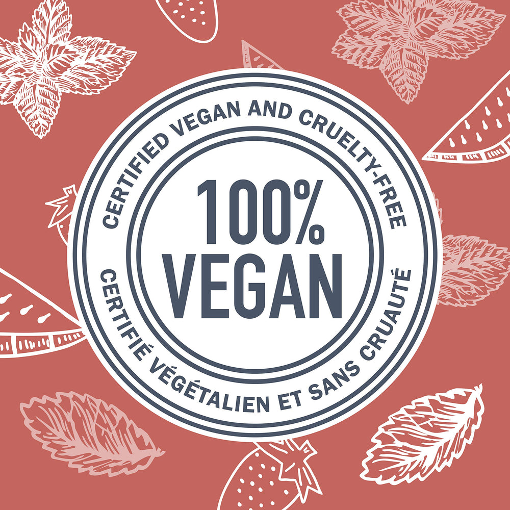 Ingredients panel with vitamin E, aloe, coconut oil and tea tree