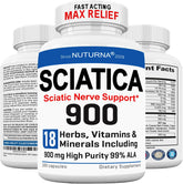 Sciatica nerve relief supplement bottle with 180 capsules