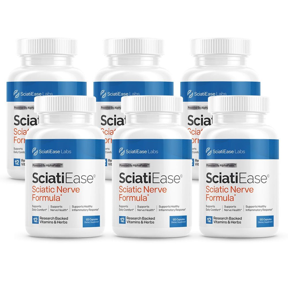 SciatiEase bottle front label highlighting nerve health supplement