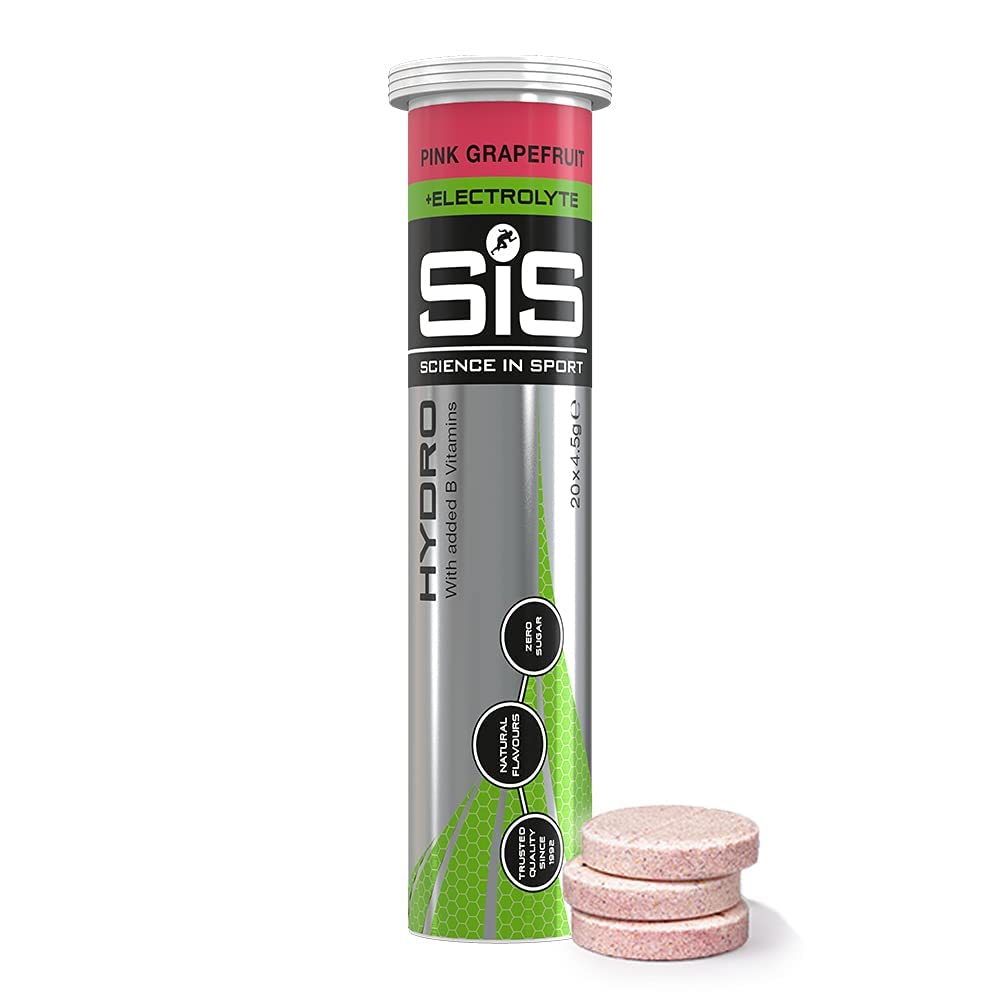 Science in Sport Hydro Electrolyte tablets pink grapefruit tube ready for on-the-go hydration