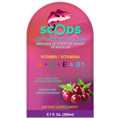 Cherry flavor Scods Emulsion bottle close-up