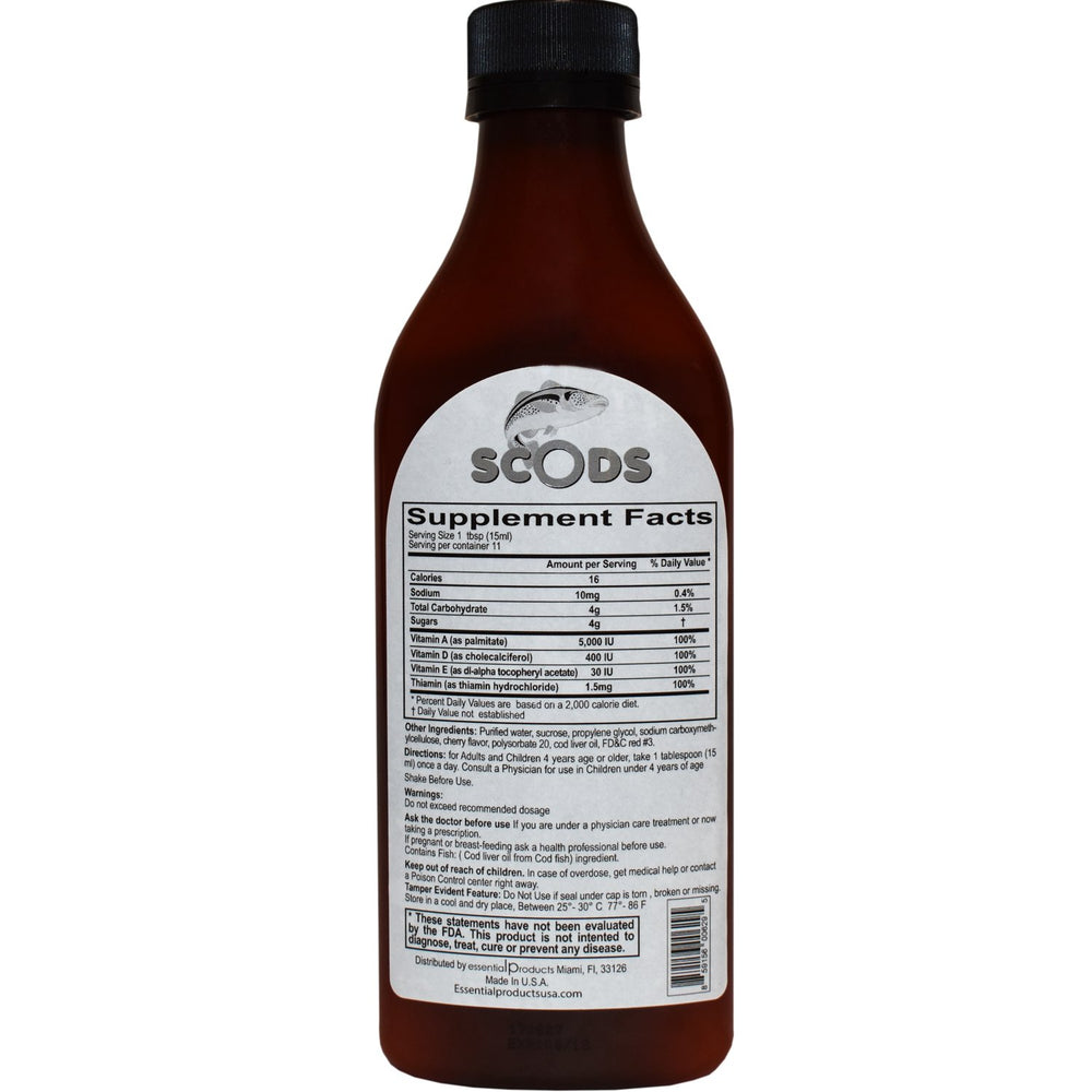 Orange flavor Scods Emulsion bottle close-up