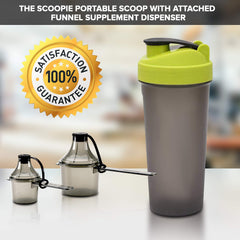 Scoopie spill-proof design for powders and drinks