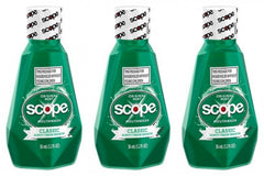 Scope Mouthwash Classic Original Mint travel-size bottle 1.2 oz, pack of 3