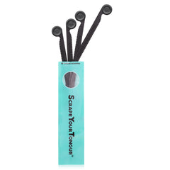 Close-up of tongue scraper material showing recyclable and BPA-free design