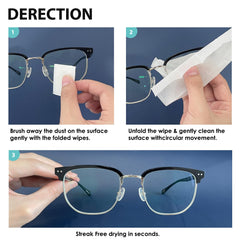 Wipes for sunglasses, camera lenses, and goggles on the go