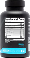 Close-up of supplement bottle label highlighting L-Arginine & BCAAs