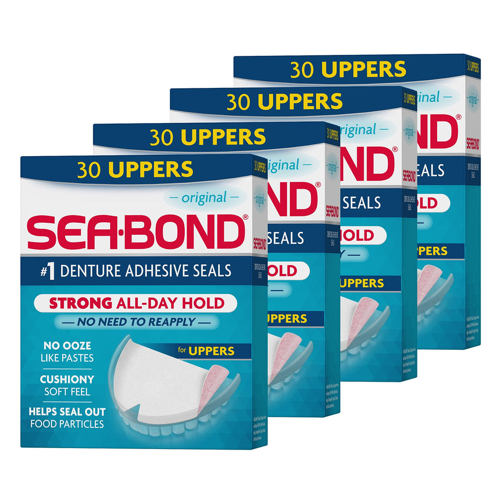 Sea-Bond Secure Denture Adhesive Seals for Original Uppers – Pack of 4