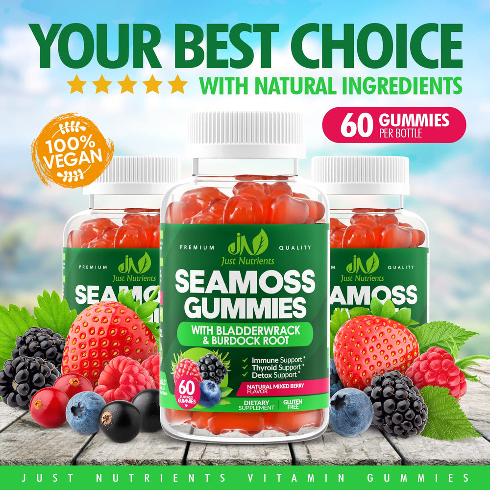 Berry-flavored Sea Moss Gummies close-up