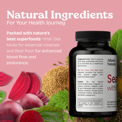 Made in USA Sea Moss Beet Root capsules packaging