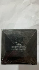 Product packaging and seal on a glossy bottle