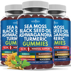 Bottle of Sea Moss Gummies 180 count vegan 10-in-1 supplement