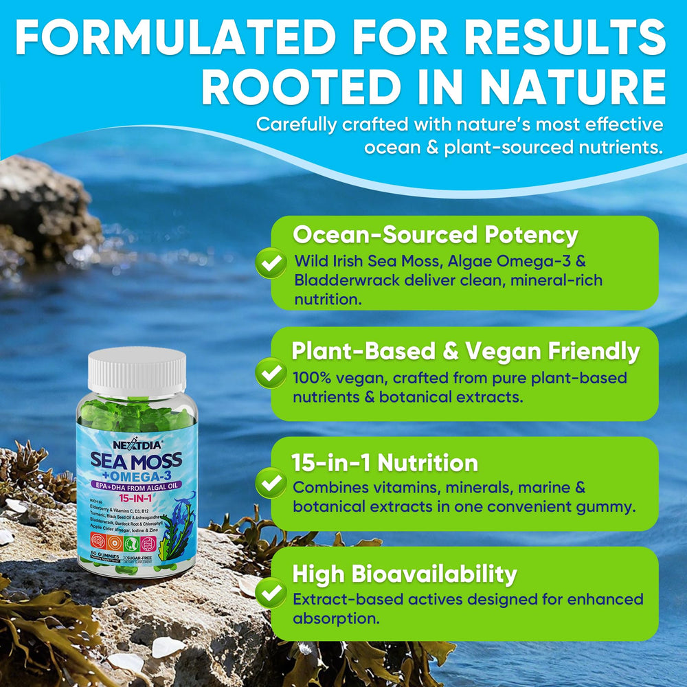 Vitamins B12 and D3 included in Sea Moss Gummies