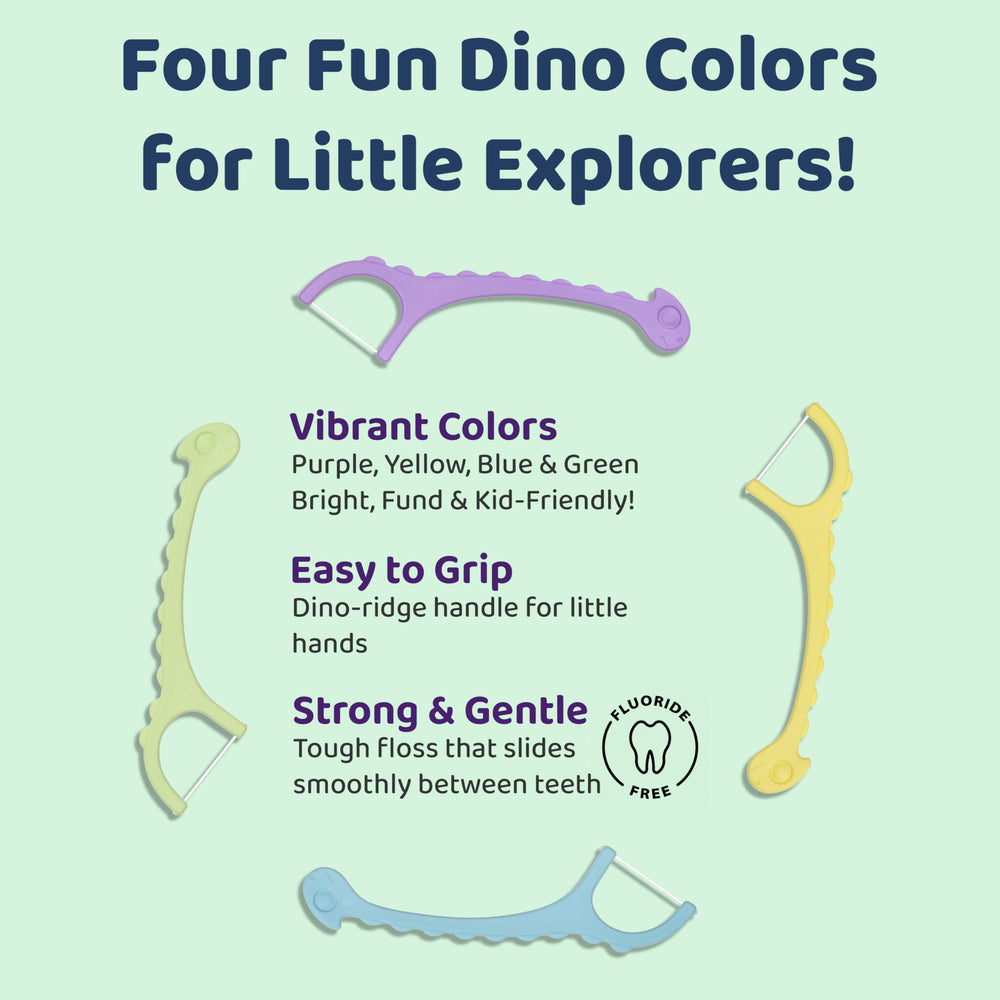 Sea Turtle Dino Floss Picks in four colors: red, blue, green, yellow