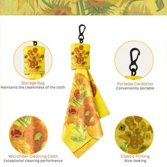 Cloth showing double-sided art print featuring world-renowned paintings